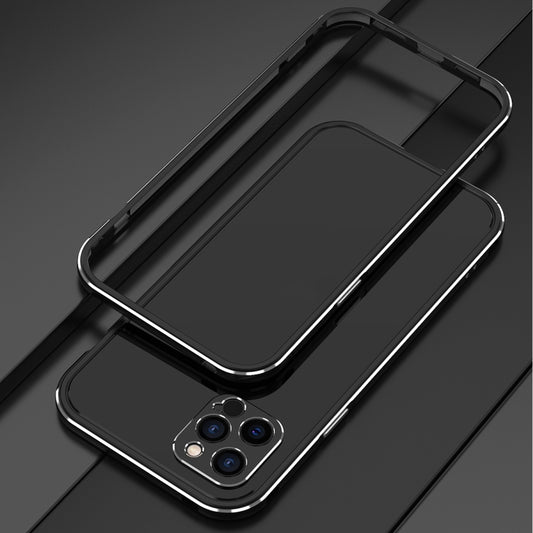 For iPhone 12 Pro Aurora Series Lens Protector + Metal Frame Protective Case(Black Silver) - iPhone 12 / 12 Pro Cases by buy2fix | Online Shopping UK | buy2fix