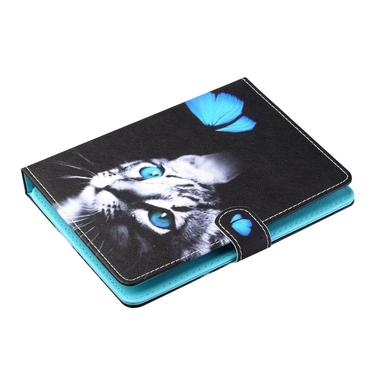 For 7 inch Tablet PC Universal Colored Drawing Horizontal Flip Leather Case with Holder & Card Slots(Butterfly Cat) - 7 inch by buy2fix | Online Shopping UK | buy2fix