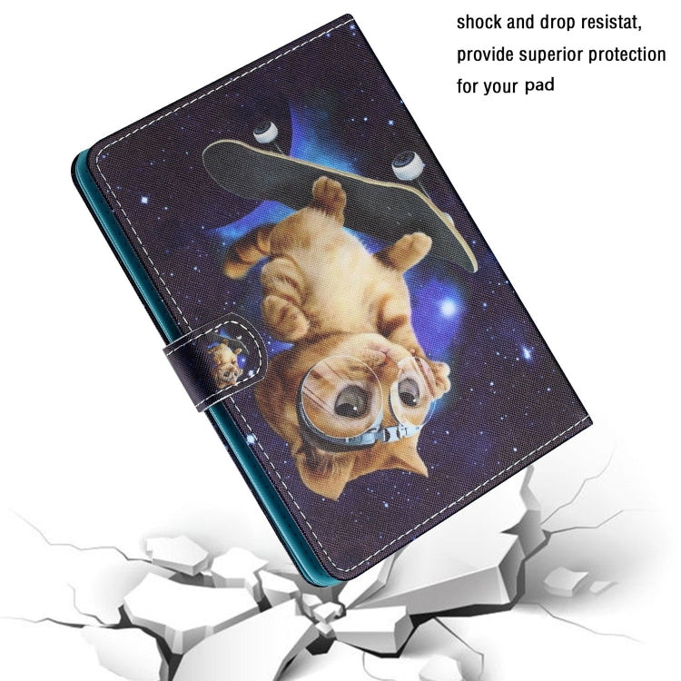 For 8 inch Tablet PC Universal Colored Drawing Horizontal Flip Leather Case with Holder & Card Slots(Skateboard Cat) - 8 inch by buy2fix | Online Shopping UK | buy2fix