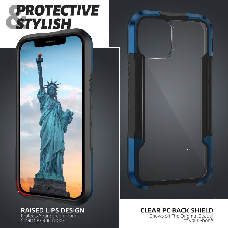 For iPhone 12 iPAKY Thunder Series Aluminum alloy Shockproof Protective Case(Blue) - iPhone 12 / 12 Pro Cases by iPAKY | Online Shopping UK | buy2fix