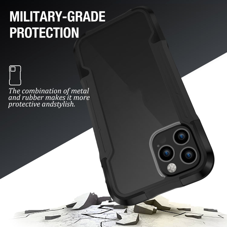 For iPhone 12 iPAKY Thunder Series Aluminum alloy Shockproof Protective Case(Black) - iPhone 12 / 12 Pro Cases by iPAKY | Online Shopping UK | buy2fix