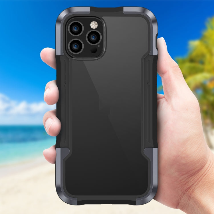 For iPhone 12 Pro iPAKY Thunder Series Aluminum alloy Shockproof Protective Case(Grey Black) - iPhone 12 / 12 Pro Cases by iPAKY | Online Shopping UK | buy2fix