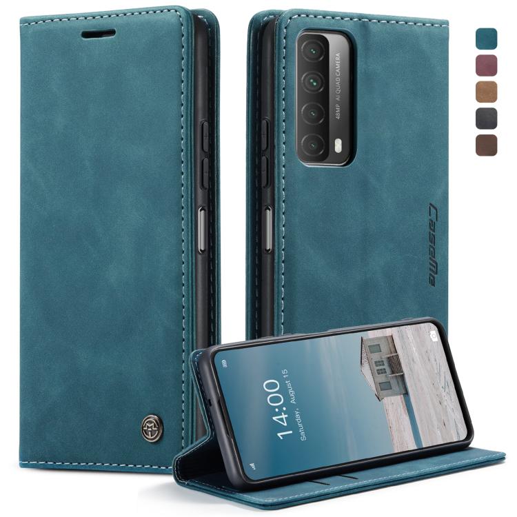 For Huawei P Smart 2021 CaseMe-013 Multifunctional Retro Frosted Horizontal Flip Leather Case with Card Slot & Holder & Wallet(Blue) - Huawei Cases by CaseMe | Online Shopping UK | buy2fix