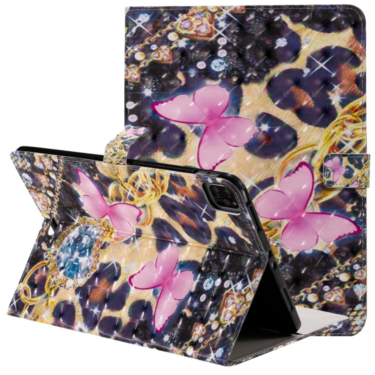 3D Painted Pattern Horizontal Flip Leather Case with Holder & Card Slots & Wallet & Sleep / Wake-up Function For iPad Air 2022 / 2020 10.9 /iPad Pro 11 2020 / 2018(Pink Butterfly) - iPad Air (2022) / (2020) 10.9 Cases by buy2fix | Online Shopping UK | buy2fix
