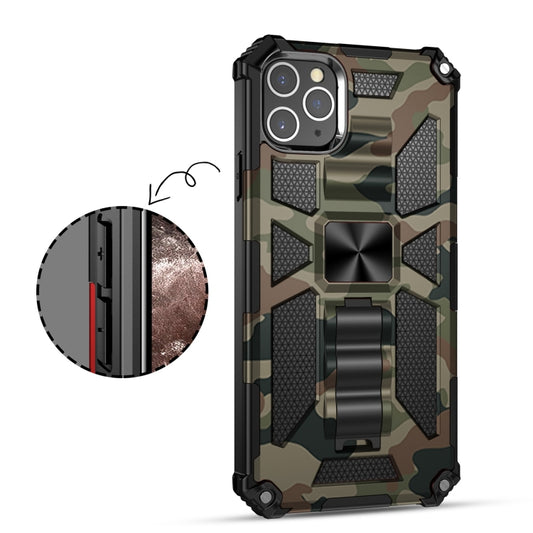For iPhone 12 Pro Max Camouflage Armor Shockproof TPU + PC Magnetic Protective Case with Holder(Army Green) by buy2fix