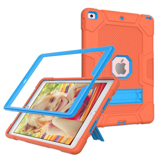 For iPad 10.2 2021 / 2020 / 2019 Contrast Color Robot Shockproof Silicone + PC Protective Case with Holder(Orange Blue) - iPad 10.2 Cases by buy2fix | Online Shopping UK | buy2fix