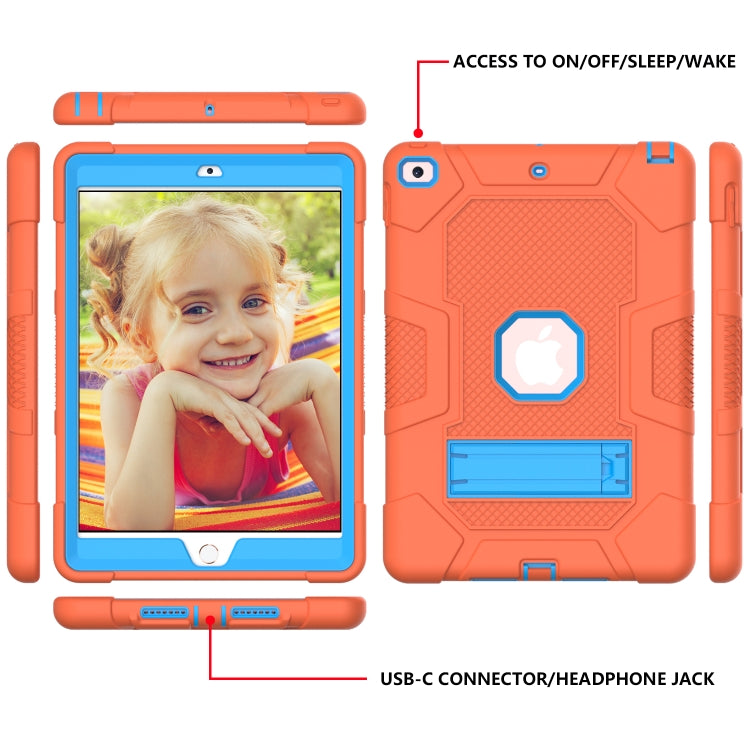 For iPad 10.2 2021 / 2020 / 2019 Contrast Color Robot Shockproof Silicone + PC Protective Case with Holder(Orange Blue) - iPad 10.2 Cases by buy2fix | Online Shopping UK | buy2fix