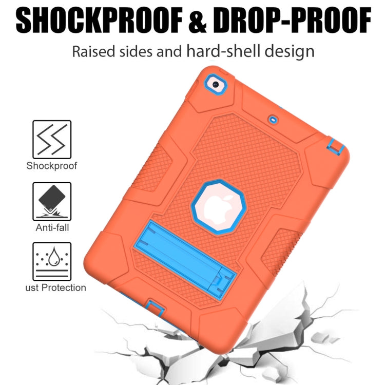 For iPad 10.2 2021 / 2020 / 2019 Contrast Color Robot Shockproof Silicone + PC Protective Case with Holder(Orange Blue) - iPad 10.2 Cases by buy2fix | Online Shopping UK | buy2fix