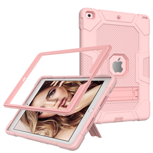 For iPad 10.2 2021 / 2020 / 2019 Contrast Color Robot Shockproof Silicone + PC Protective Case with Holder(Rose Gold) - iPad 10.2 Cases by buy2fix | Online Shopping UK | buy2fix
