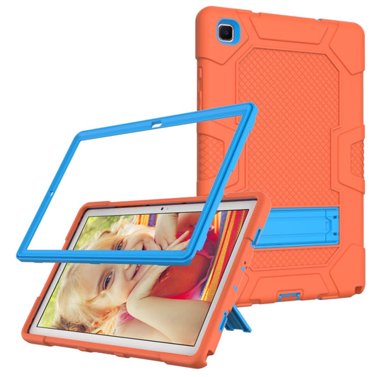 For Samsung Galaxy Tab A7 10.4 (2020) T500 / T505 Contrast Color Robot Shockproof Silicone + PC Protective Case with Holder(Orange Blue) - Other Galaxy Tab PC by buy2fix | Online Shopping UK | buy2fix