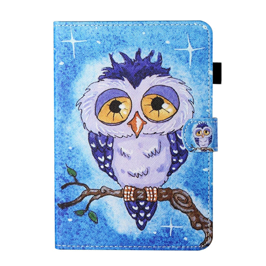 For 7 inch Tablet Universal Coloured Drawing Stitching Horizontal Flip Leather Case with Holder & Card Slot(Blue Owl) - 7 inch by buy2fix | Online Shopping UK | buy2fix