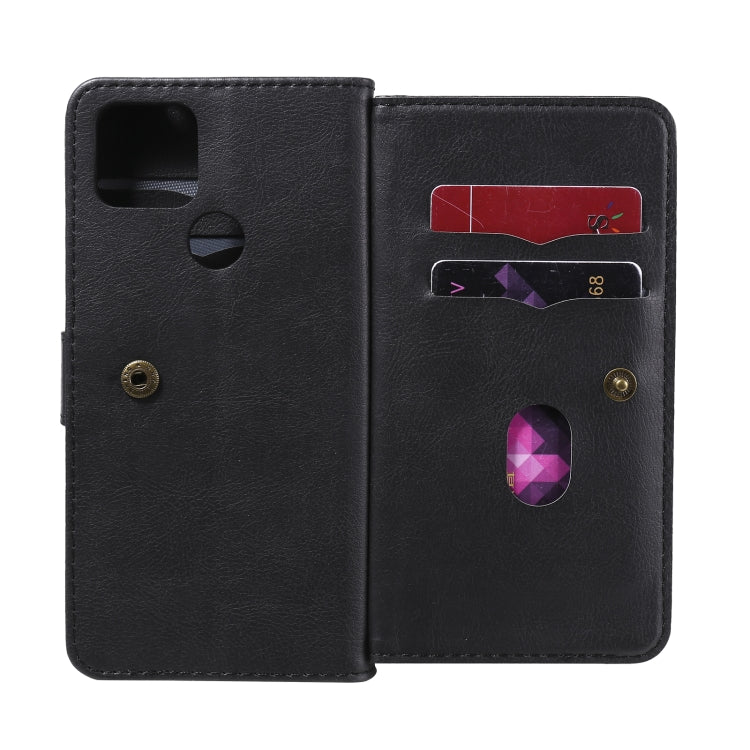For Google Pixel 5 XL Multifunctional Magnetic Copper Buckle Horizontal Flip Leather Case with Bracket & 10 Card Slots & Wallet & Photo Frame(Black) - Google Cases by buy2fix | Online Shopping UK | buy2fix
