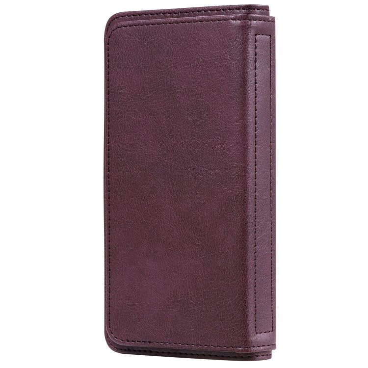 For Google Pixel 5 Multifunctional Magnetic Copper Buckle Horizontal Flip Leather Case with Bracket & 10 Card Slots & Wallet & Photo Frame(Wine Red) - Google Cases by buy2fix | Online Shopping UK | buy2fix