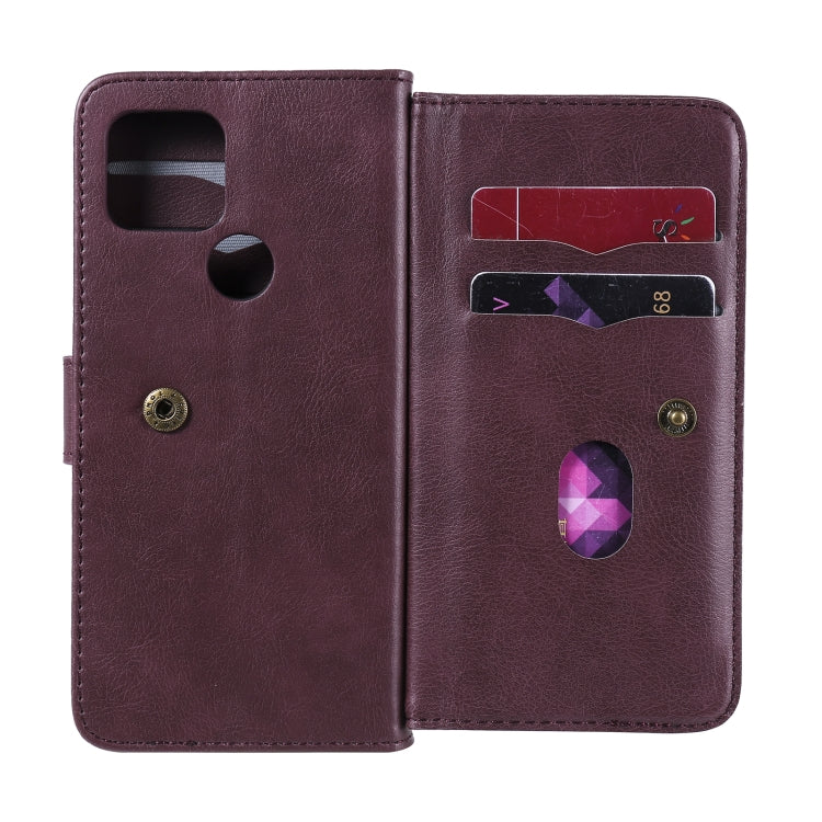 For Google Pixel 5 Multifunctional Magnetic Copper Buckle Horizontal Flip Leather Case with Bracket & 10 Card Slots & Wallet & Photo Frame(Wine Red) - Google Cases by buy2fix | Online Shopping UK | buy2fix