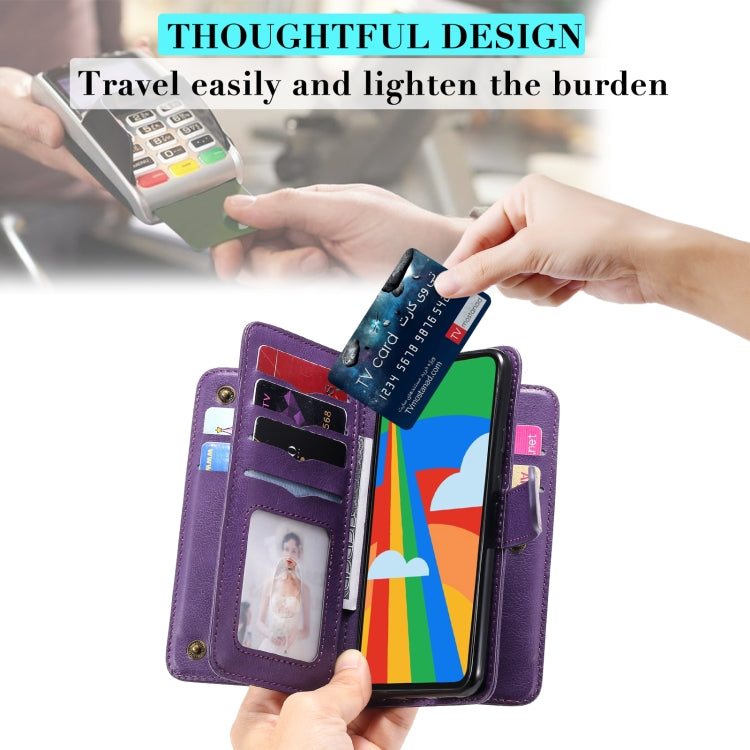 For Google Pixel 5 Multifunctional Magnetic Copper Buckle Horizontal Flip Leather Case with Bracket & 10 Card Slots & Wallet & Photo Frame(Dark Green) - Google Cases by buy2fix | Online Shopping UK | buy2fix