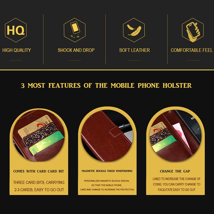 For Cubot C30 idewei Crazy Horse Texture Horizontal Flip Leather Case with Holder & Card Slots & Wallet(Rose Red) - More Brand by idewei | Online Shopping UK | buy2fix