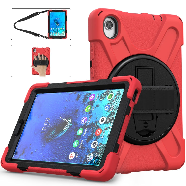 For Lenovo Tab M8 (2020) TB-8705F 8.0 inch Shockproof Colorful Silicone + PC Protective Case with Holder & Shoulder Strap & Hand Strap(Red) - Other Galaxy Tab PC by buy2fix | Online Shopping UK | buy2fix