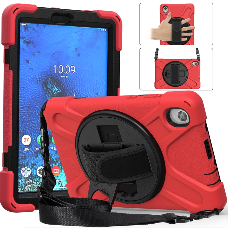 For Lenovo Tab M8 (2020) TB-8705F 8.0 inch Shockproof Colorful Silicone + PC Protective Case with Holder & Shoulder Strap & Hand Strap(Red) - Other Galaxy Tab PC by buy2fix | Online Shopping UK | buy2fix