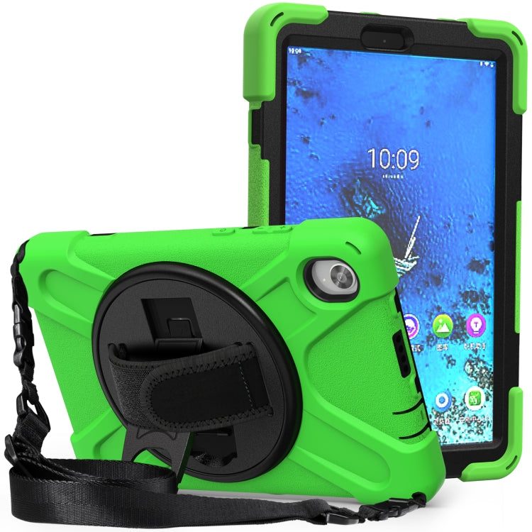 For Lenovo Tab M8 (2020) TB-8705F 8.0 inch Shockproof Colorful Silicone + PC Protective Case with Holder & Shoulder Strap & Hand Strap(Green) - Other Galaxy Tab PC by buy2fix | Online Shopping UK | buy2fix