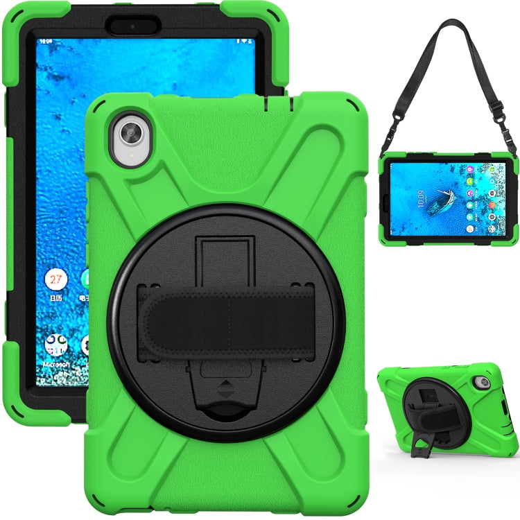 For Lenovo Tab M8 (2020) TB-8705F 8.0 inch Shockproof Colorful Silicone + PC Protective Case with Holder & Shoulder Strap & Hand Strap(Green) - Other Galaxy Tab PC by buy2fix | Online Shopping UK | buy2fix