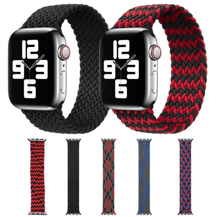 Mixed Color Nylon Braided Single Loop Watch Band For Apple Watch Ultra 49mm&Watch Ultra 2 49mm / Series 9&8&7 45mm / SE 3&SE 2&6&SE&5&4 44mm / 3&2&1 42mm, Size:S(Red Black) by buy2fix