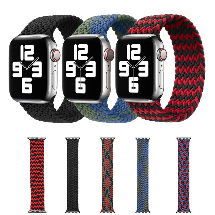 Mixed Color Nylon Braided Single Loop Watch Band For Apple Watch Ultra 49mm&Watch Ultra 2 49mm / Series 9&8&7 45mm / SE 3&SE 2&6&SE&5&4 44mm / 3&2&1 42mm, Size:M(Red Black) by buy2fix