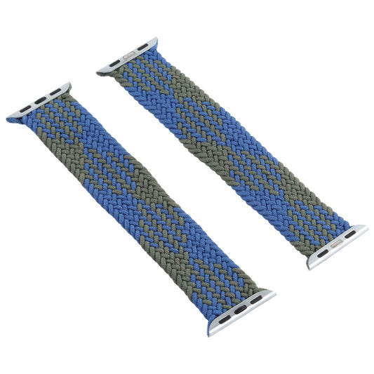 Mixed Color Nylon Braided Single Loop Watch Band For Apple Watch Ultra 49mm&Watch Ultra 2 49mm / Series 9&8&7 45mm / SE 3&SE 2&6&SE&5&4 44mm / 3&2&1 42mm, Size:L(Blue Green) by buy2fix