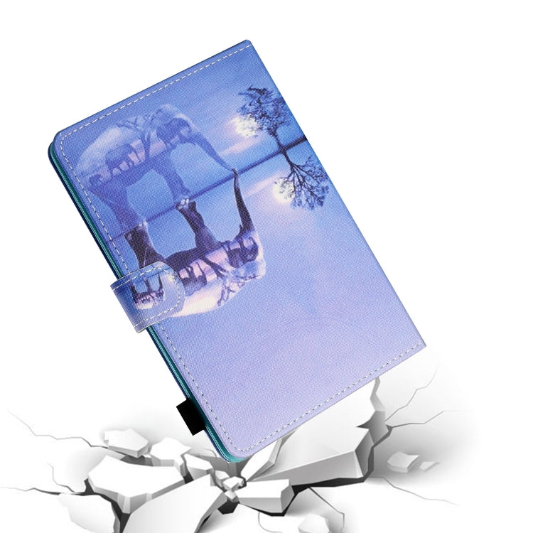 For 7 inch Tablet PC Universal Sewing Thread Horizontal Painted Flat Leather Case with Pen Cover & Anti Skid Strip & Card Slot & Holder(Tree And Elephant) - 7 inch by buy2fix | Online Shopping UK | buy2fix