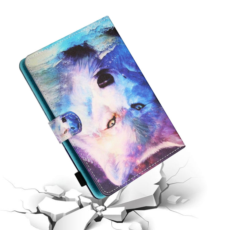 For 7 inch Tablet PC Universal Sewing Thread Horizontal Painted Flat Leather Case with Pen Cover & Anti Skid Strip & Card Slot & Holder(Wolf) - 7 inch by buy2fix | Online Shopping UK | buy2fix