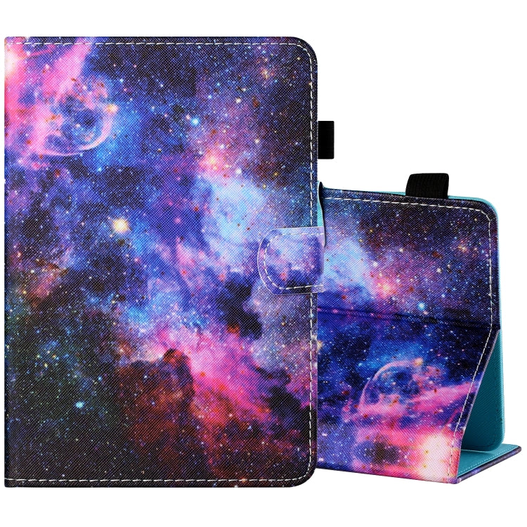 For 8 inch Tablet PC Universal Sewing Thread Horizontal Painted Flat Leather Case with Pen Cover & Anti Skid Strip & Card Slot & Holder(Starry Sky) - 8 inch by buy2fix | Online Shopping UK | buy2fix