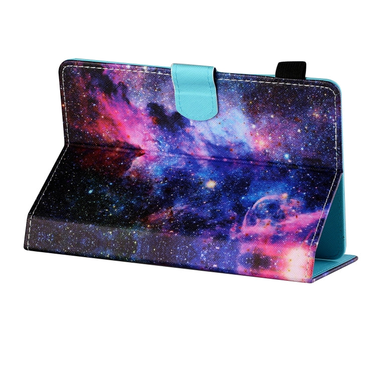 For 8 inch Tablet PC Universal Sewing Thread Horizontal Painted Flat Leather Case with Pen Cover & Anti Skid Strip & Card Slot & Holder(Starry Sky) - 8 inch by buy2fix | Online Shopping UK | buy2fix