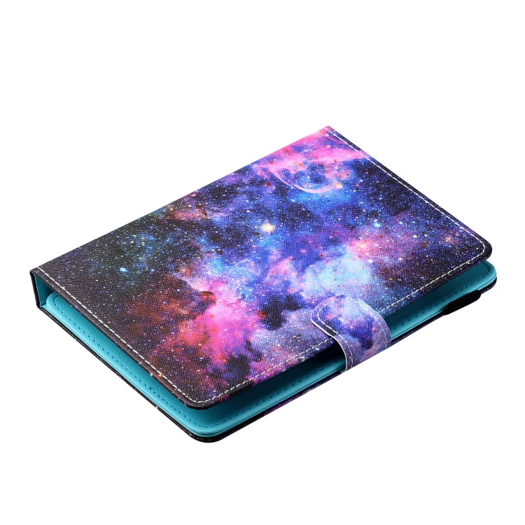 For 8 inch Tablet PC Universal Sewing Thread Horizontal Painted Flat Leather Case with Pen Cover & Anti Skid Strip & Card Slot & Holder(Starry Sky) - 8 inch by buy2fix | Online Shopping UK | buy2fix