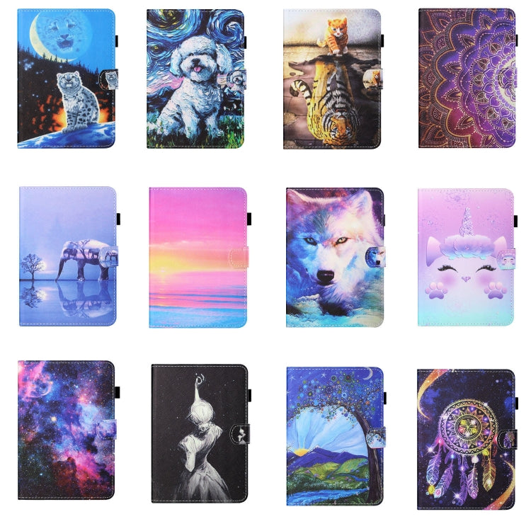 For iPad 10.2 / iPad Air 10.5 2019 Sewing Thread Horizontal Painted Flat Leather Case with Pen Cover & Anti Skid Strip & Card Slot & Holder & Sleep / Wake-up Function(Sunrise With Tree) - iPad 10.2 Cases by buy2fix | Online Shopping UK | buy2fix