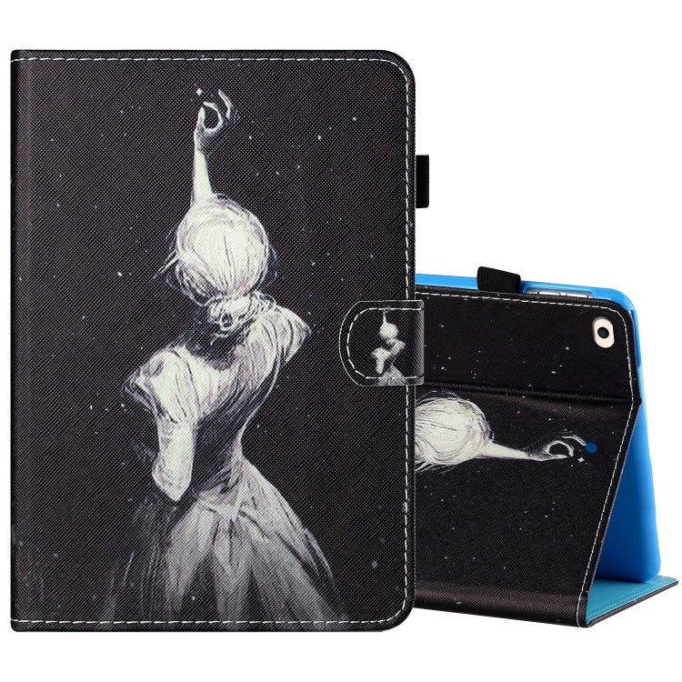 Sewing Thread Horizontal Painted Flat Leather Case with Pen Cover & Anti Skid Strip & Card Slot & Holder & Sleep / Wake-up Function For iPad 9.7 (2018) / (2017)(Star Girl) - iPad Pro 9.7 inch Cases by buy2fix | Online Shopping UK | buy2fix