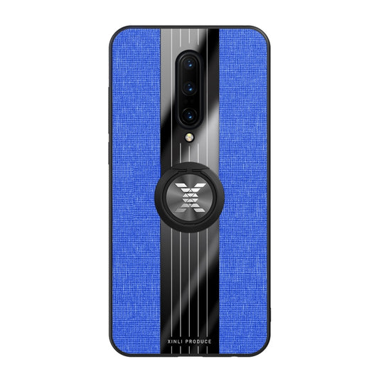For OnePlus 7 Pro XINLI Stitching Cloth Texture Shockproof TPU Protective Case with Ring Holder(Blue) - OnePlus Cases by XINLI | Online Shopping UK | buy2fix