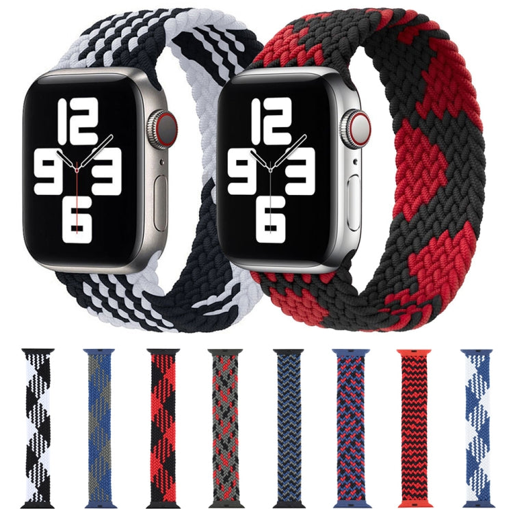 Plastic Buckle Mixed Color Nylon Braided Single Loop Watch Band For Apple Watch Ultra 49mm&Watch Ultra 2 49mm / Series 9&8&7 45mm / SE 3&SE 2&6&SE&5&4 44mm / 3&2&1 42mm, Size:S(Ripple Black Red) by buy2fix