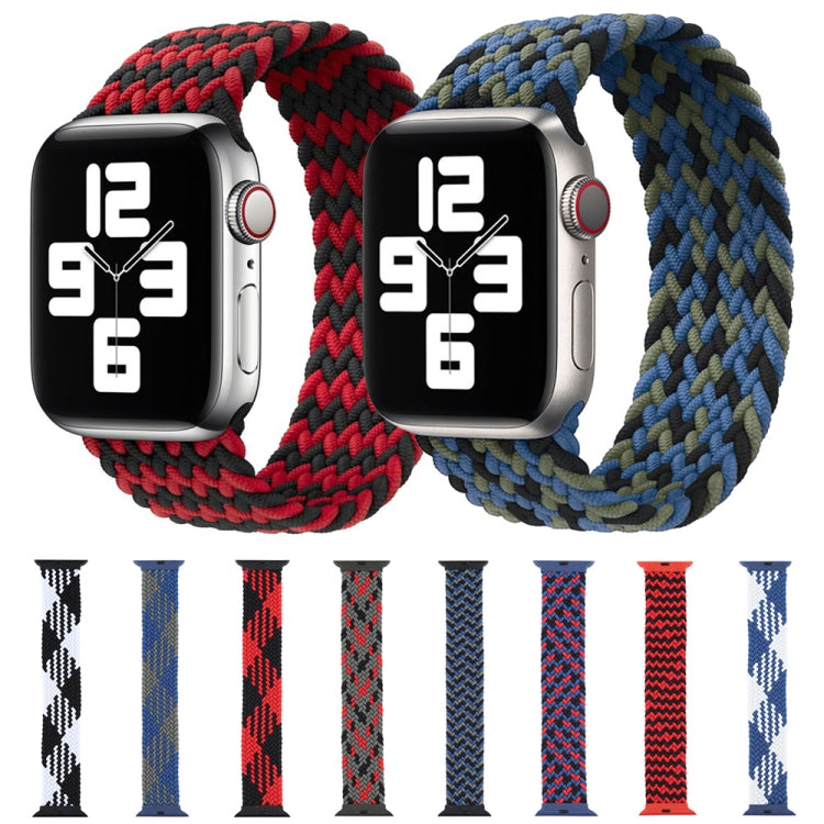 Plastic Buckle Mixed Color Nylon Braided Single Loop Watch Band For Apple Watch Ultra 49mm&Watch Ultra 2 49mm / Series 9&8&7 45mm / SE 3&SE 2&6&SE&5&4 44mm / 3&2&1 42mm, Size:M(Checkered Blue White) by buy2fix