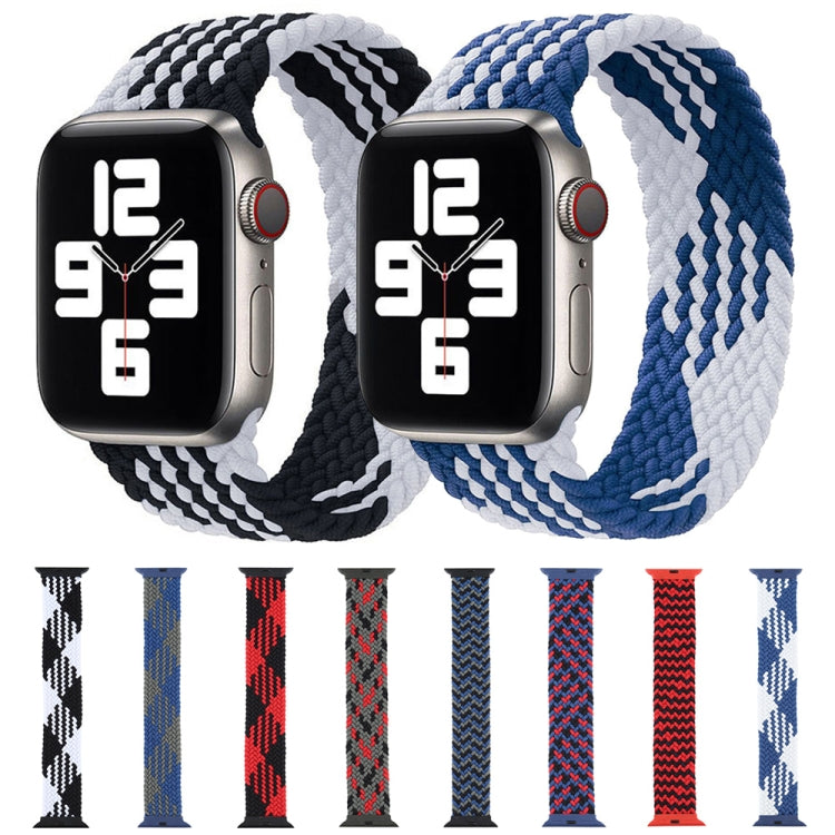 Plastic Buckle Mixed Color Nylon Braided Single Loop Watch Band For Apple Watch Ultra 49mm&Watch Ultra 2 49mm / Series 9&8&7 45mm / SE 3&SE 2&6&SE&5&4 44mm / 3&2&1 42mm, Size:L(Ripple Black Red) by buy2fix