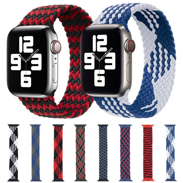 Plastic Buckle Mixed Color Nylon Braided Single Loop Watch Band For Apple Watch Ultra 49mm&Watch Ultra 2 49mm / Series 9&8&7 45mm / SE 3&SE 2&6&SE&5&4 44mm / 3&2&1 42mm, Size:XL(Checkered Red Black) by buy2fix
