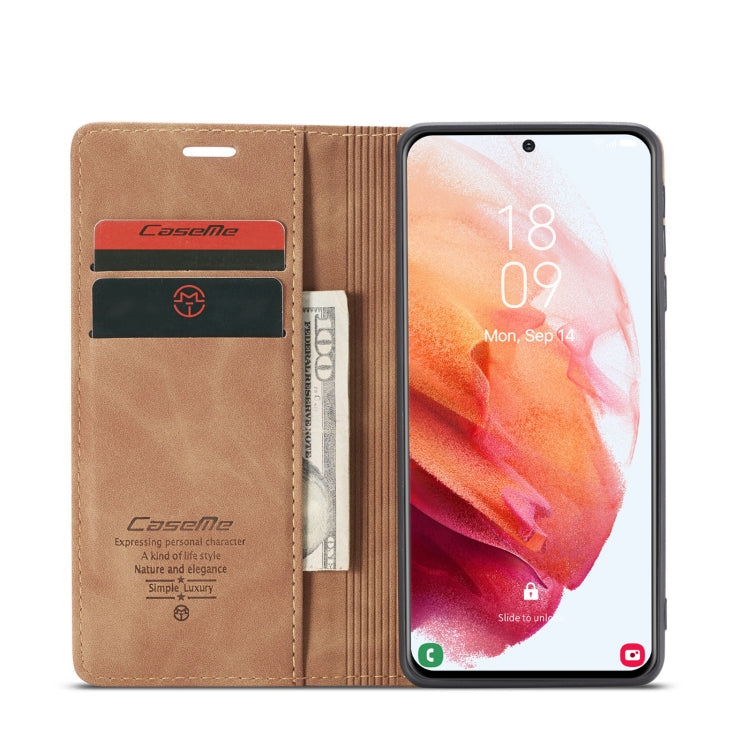 For Samsung Galaxy S21 5G CaseMe 013 Multifunctional Horizontal Flip Leather Case with Holder & Card Slot & Wallet(Brown) - Galaxy S21 5G Cases by CaseMe | Online Shopping UK | buy2fix