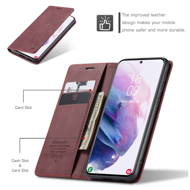 For Samsung Galaxy S21 5G CaseMe 013 Multifunctional Horizontal Flip Leather Case with Holder & Card Slot & Wallet(Wine Red) - Galaxy S21 5G Cases by CaseMe | Online Shopping UK | buy2fix