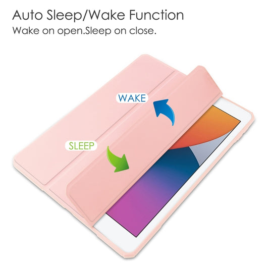 For iPad 10.2 2021 / 2020 / 2019 Transparent Acrylic + TPU Back Cover Horizontal Flip Leather Case with 3-folding Holder & Pen Holder & Sleep / Wake-up Function(Pink) - iPad 10.2 Cases by buy2fix | Online Shopping UK | buy2fix