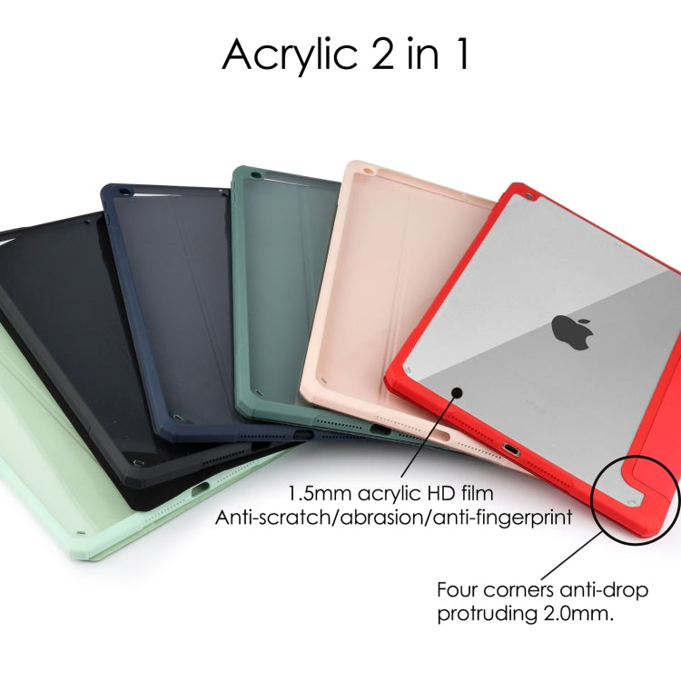 For iPad 10.2 2021 / 2020 / 2019 Transparent Acrylic + TPU Back Cover Horizontal Flip Leather Case with 3-folding Holder & Pen Holder & Sleep / Wake-up Function(Blue) - iPad 10.2 Cases by buy2fix | Online Shopping UK | buy2fix