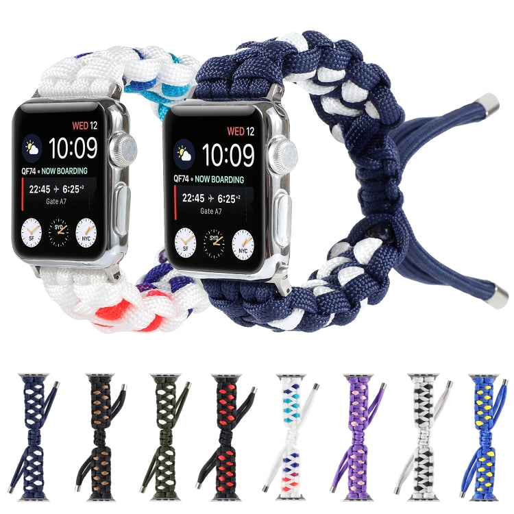 Braided Umbrella Cord Watch Band For Apple Watch Ultra 49mm&Watch Ultra 2 49mm / Series 9&8&7 45mm / SE 3&SE 2&6&SE&5&4 44mm / 3&2&1 42mm(Blue) by buy2fix