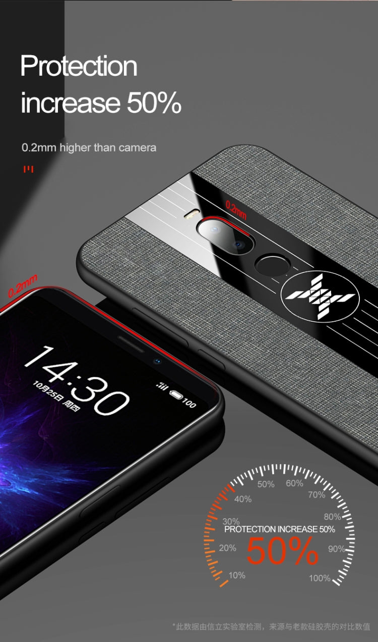For Meizu Note 8 XINLI Stitching Cloth Texture Shockproof TPU Protective Case(Grey) - Meizu by XINLI | Online Shopping UK | buy2fix
