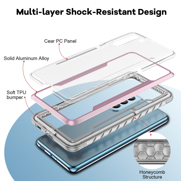 For Samsung Galaxy S21+ 5G iPAKY Thunder Series Aluminum Frame + TPU Bumper + Clear PC Shockproof Case(Rose Gold) - Galaxy S21+ 5G Cases by iPAKY | Online Shopping UK | buy2fix