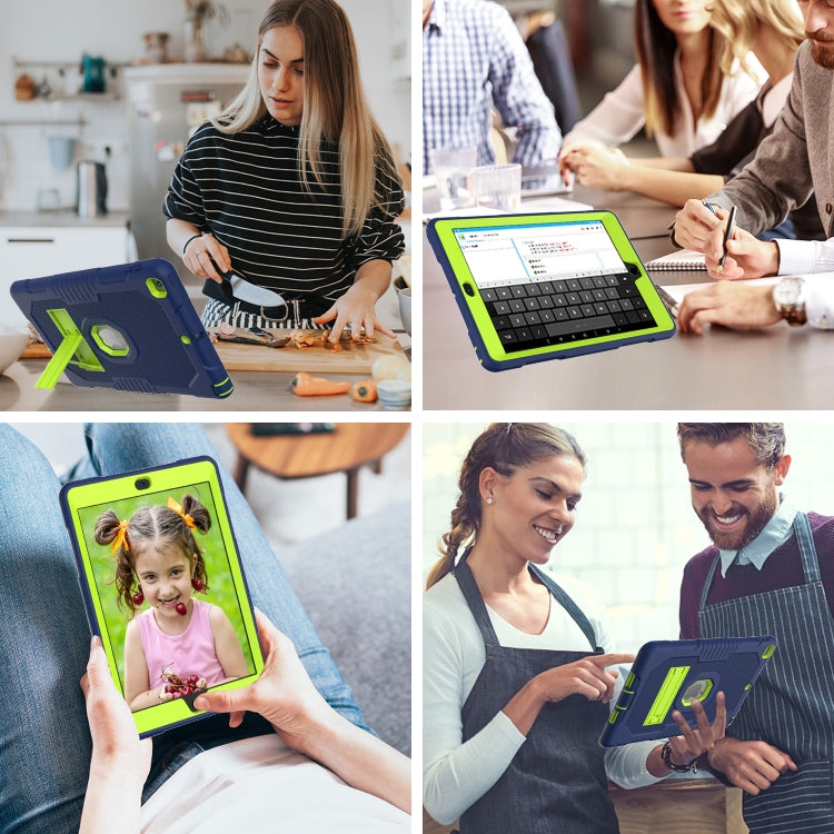 Contrast Color Robot Shockproof Silicone + PC Protective Case with Holder For iPad 9.7 (2017/2018)(Navy Blue Yellow Green) - iPad 9.7 (2018) & (2017) Cases by buy2fix | Online Shopping UK | buy2fix