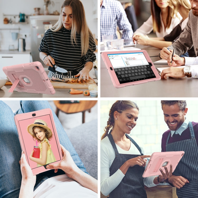 Contrast Color Robot Shockproof Silicone + PC Protective Case with Holder For iPad 9.7 (2017/2018)(Rose Gold) - iPad 9.7 (2018) & (2017) Cases by buy2fix | Online Shopping UK | buy2fix