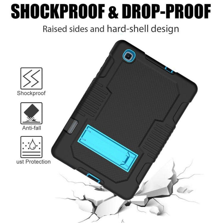 Contrast Color Robot Shockproof Silicone + PC Protective Case with Holder For Samsung Galaxy Tab S6 Lite P610(Black Blue) - Tab S6 Lite P610 / P615 by buy2fix | Online Shopping UK | buy2fix