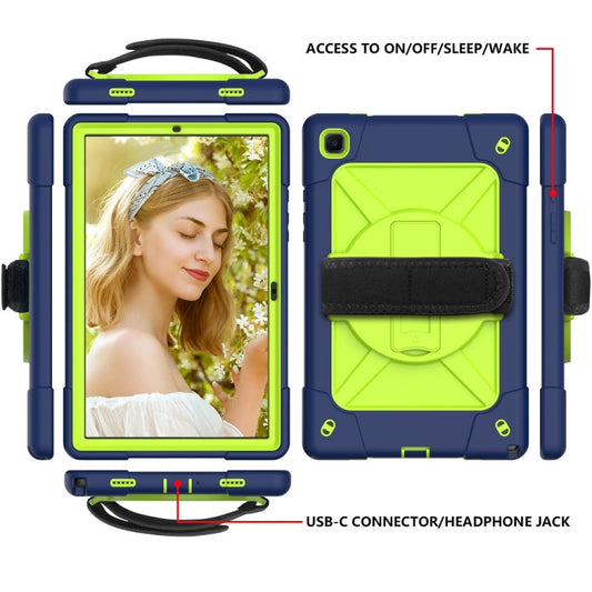 For Samsung Galaxy Tab A7 10.4 (2020) T500 Contrast Color Silicone + PC Combination Case with Holder(Navy Blue + Yellow-green) - Other Galaxy Tab PC by buy2fix | Online Shopping UK | buy2fix